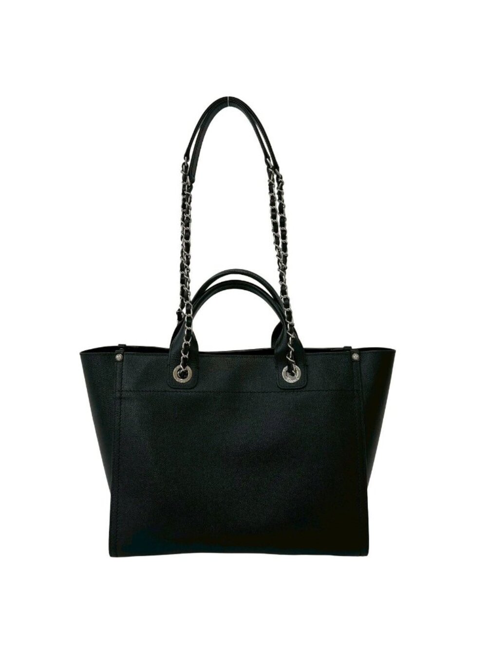 Chanel 25 Deauville CC Logo Caviar Leather 2-Way Tote Bag Black - Picture 3 of 10